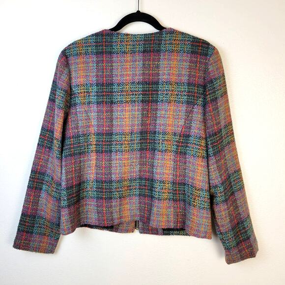 Christopher & Banks Dress Jacket Women's M Multi Tweed Boucle Plaid NEW - Picture 2 of 10